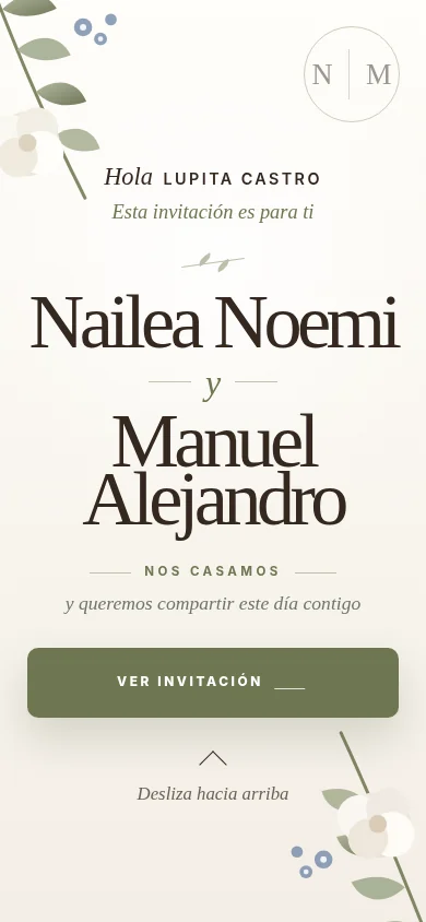 Ejemplo de invitación digital para Bodas