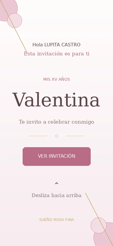 Ejemplo de invitación digital para XV años